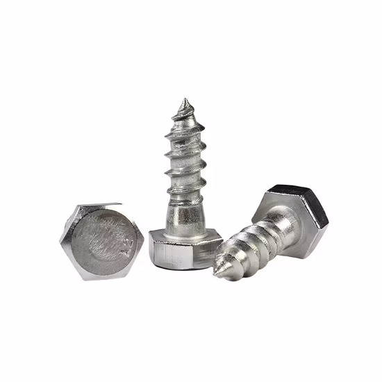 Vis à bois plate en acier inoxydable 304 DIN571, vis à tête hexagonale